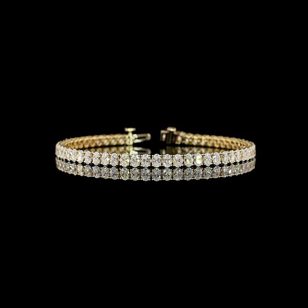 Lab-Grown 6.76 Carat Oval E-VS Diamond 14K Yellow Gold Tennis Bracelet