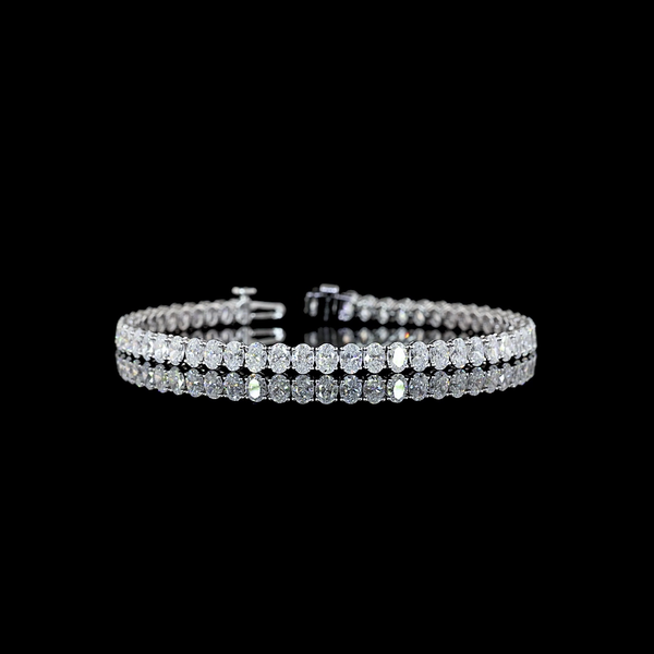 Lab-Grown 7.56 Carat Oval E-VS Diamond 14K White Gold Tennis Bracelet