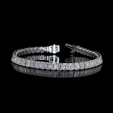 Lab-Grown 16.37 Carat Emerald F-VS2 Diamond 14K White Gold Tennis Bracelet