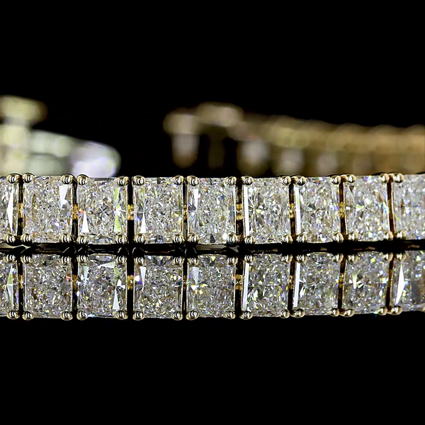 Lab-Grown 7.28 Carat Radiant E-VS Diamond 14K Yellow Gold Tennis Bracelet