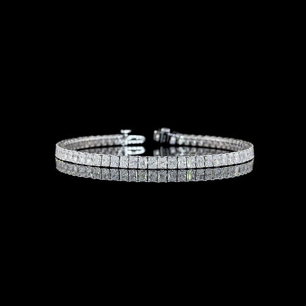 Lab-Grown 8 Carat Radiant E-VS Diamond 14K White Gold Tennis Bracelet