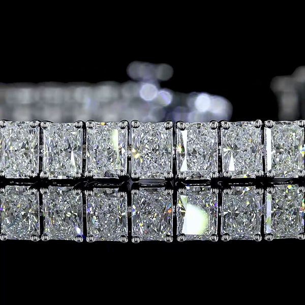 Lab-Grown 8 Carat Radiant E-VS Diamond 14K White Gold Tennis Bracelet