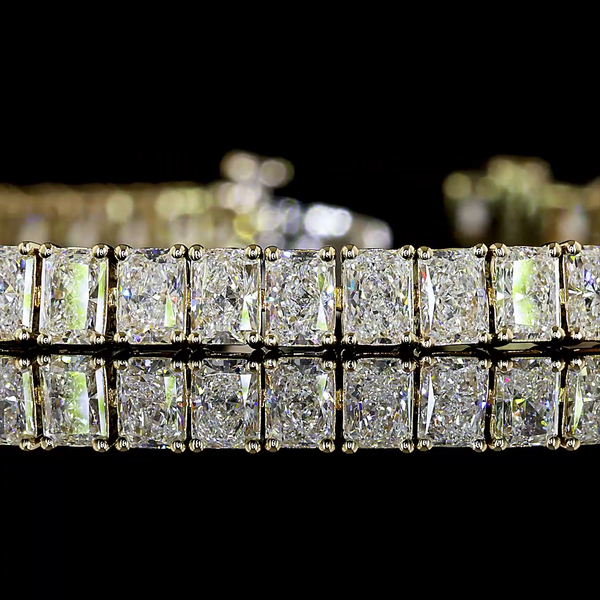 Lab-Grown 8.15 Carat Radiant E-VS Diamond 14K Yellow Gold Tennis Bracelet