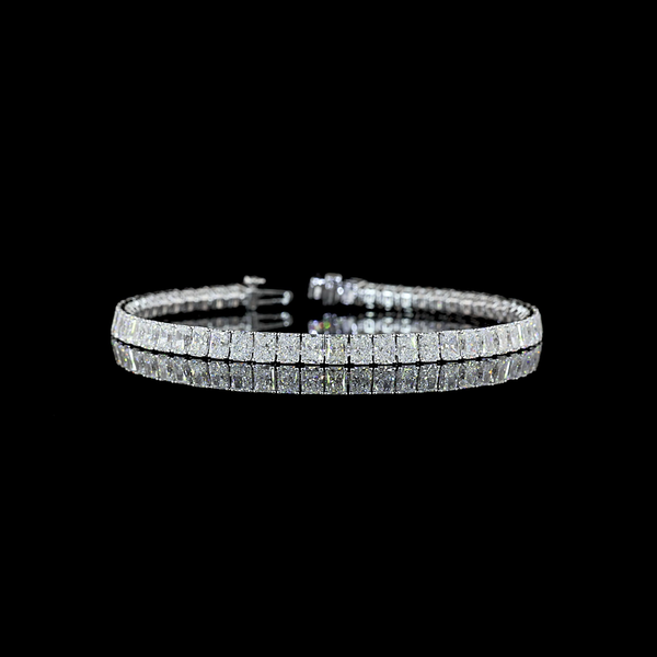 Lab-Grown 10.21 Carat Radiant E-VS Diamond 14K White Gold Tennis Bracelet