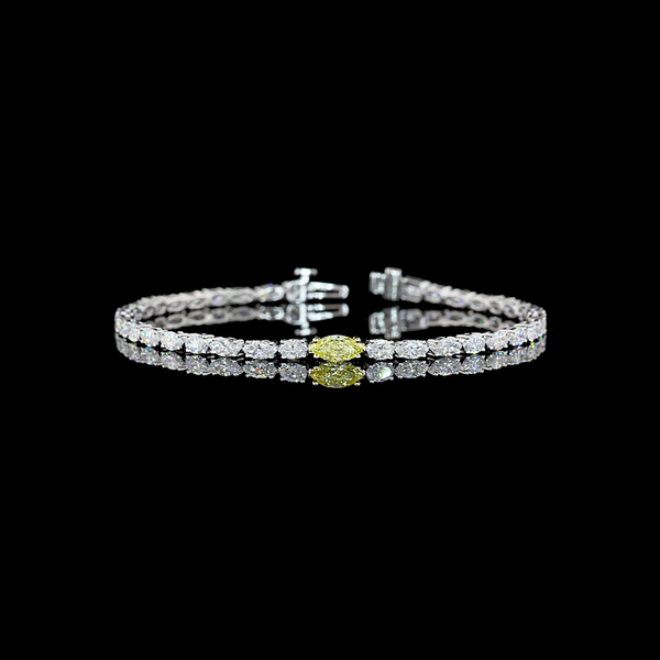 Lab-Grown 4.4 Carat MIX E-VS Diamond 14K Two Tone Tennis Bracelet