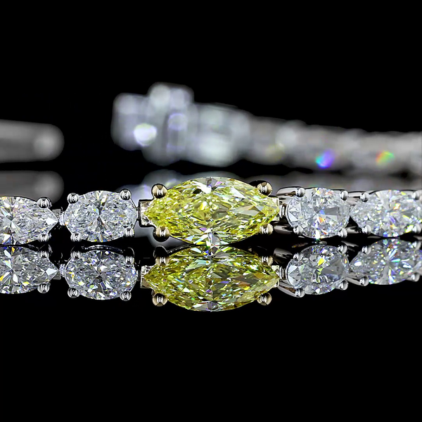 Lab-Grown 4.4 Carat MIX E-VS Diamond 14K Two Tone Tennis Bracelet