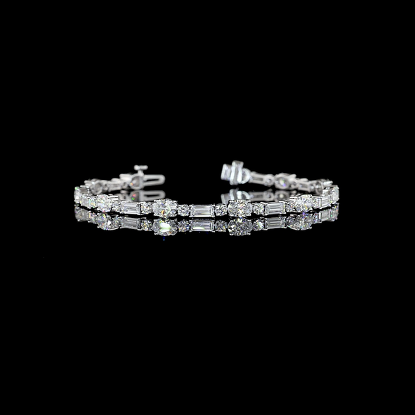 Lab-Grown 6.8 Carat MIX E-VS Diamond 14K White Gold Tennis Bracelet