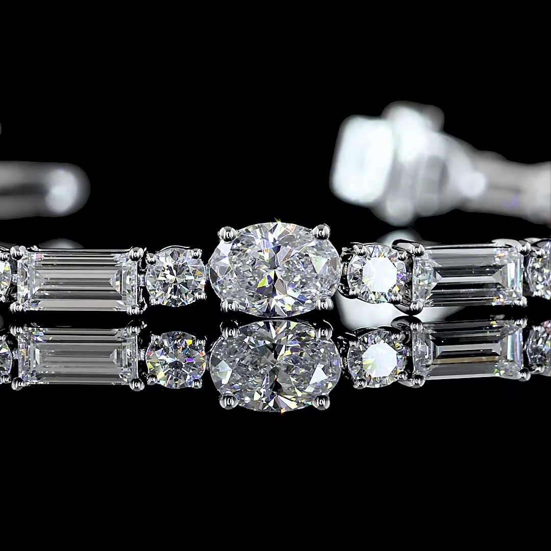 Lab-Grown 6.8 Carat MIX E-VS Diamond 14K White Gold Tennis Bracelet