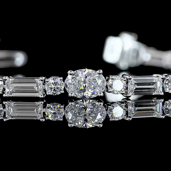Lab-Grown 6.8 Carat MIX E-VS Diamond 14K White Gold Tennis Bracelet