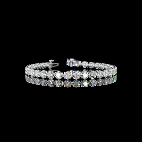 Lab-Grown 16.37 Carat Round E-VS Diamond 14K White Gold Tennis Bracelet