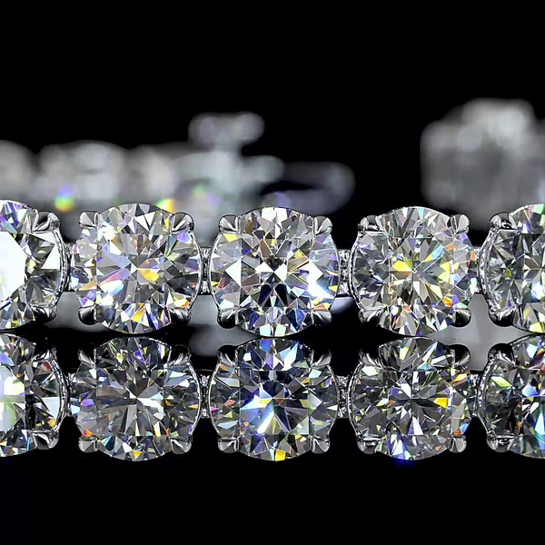 Lab-Grown 16.37 Carat Round E-VS Diamond 14K White Gold Tennis Bracelet