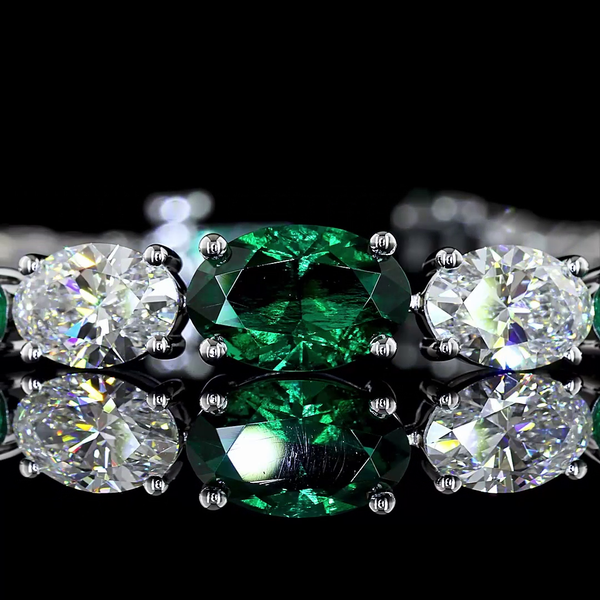 Lab-Grown 5.92 Carat Oval E-VS1 Diamond 14K White Gold Riviera Bracelet