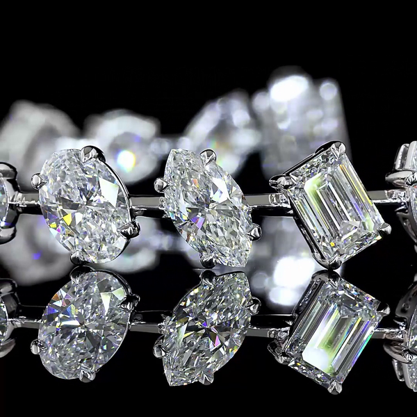 Lab-Grown 16.44 Carat Pear E-VS Diamond 14K White Gold Station Bracelet