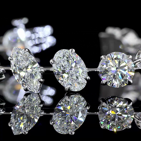 Lab-Grown 20.38 Carat MIX E-VS1 Diamond 14K White Gold Station Bracelet