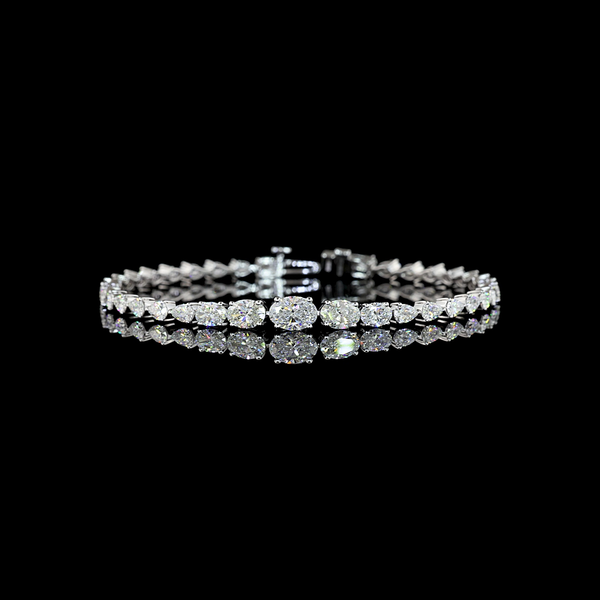 Lab-Grown 5.55 Carat Oval E-VS Diamond 14K White Gold Riviera Bracelet