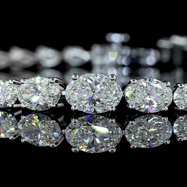 Lab-Grown 5.55 Carat Oval E-VS Diamond 14K White Gold Riviera Bracelet