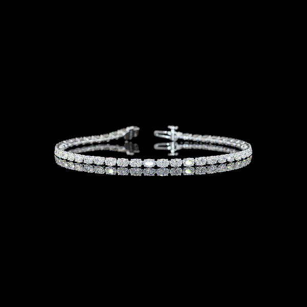Lab-Grown 4.47 Carat Oval E-VS Diamond 14K White Gold Tennis Bracelet