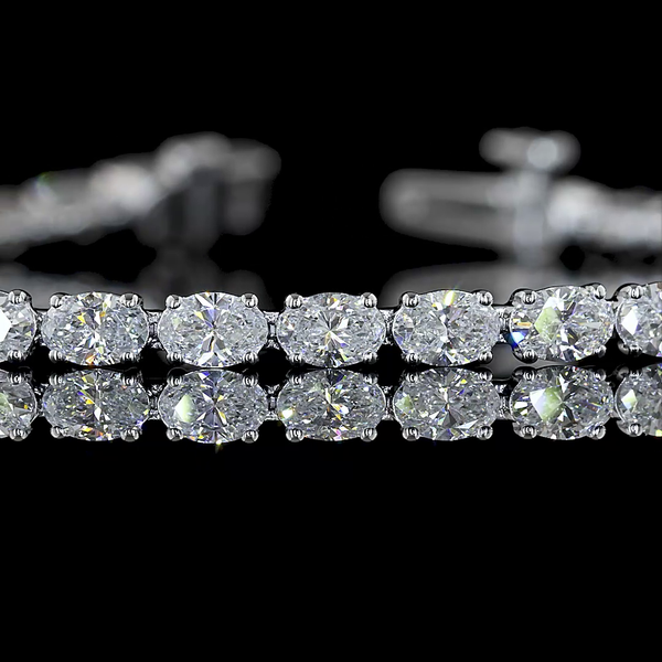 Lab-Grown 4.47 Carat Oval E-VS Diamond 14K White Gold Tennis Bracelet