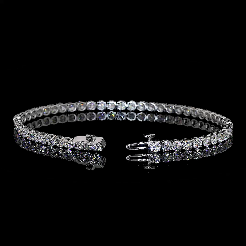 Lab-Grown 5.81 Carat Round F-VS2 Diamond 14K White Gold Tennis Bracelet