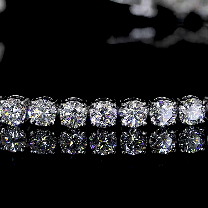 Lab-Grown 5.81 Carat Round F-VS2 Diamond 14K White Gold Tennis Bracelet