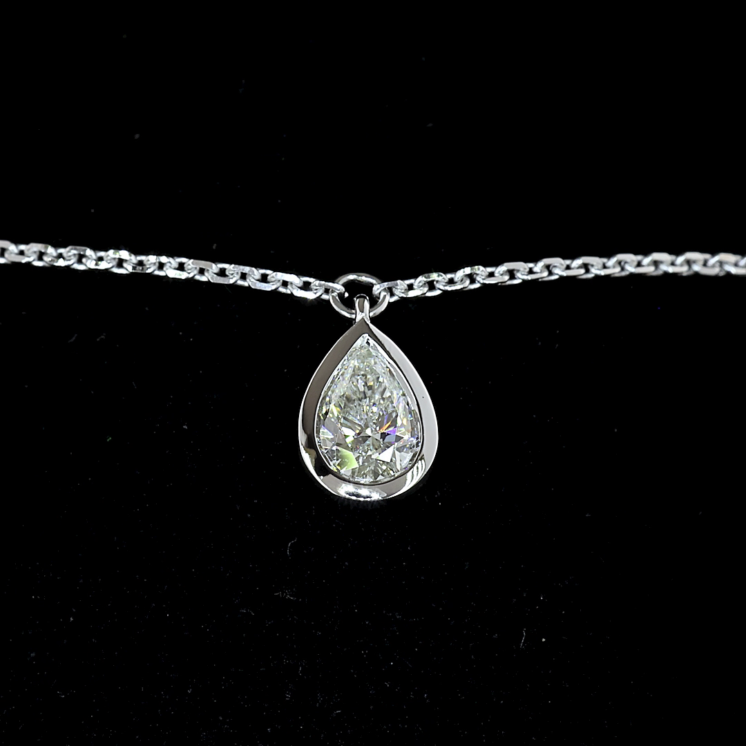 Lab-Grown 2.31 Carat Pear E-VS Diamond 14K White Gold Station Bracelet