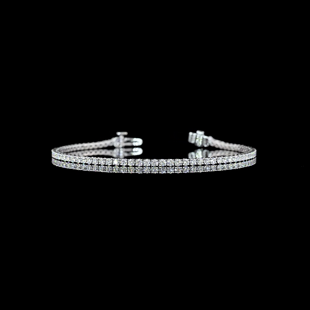 Lab-Grown 2.31 Carat Round F-VS2 Diamond 14K White Gold Tennis Bracelet