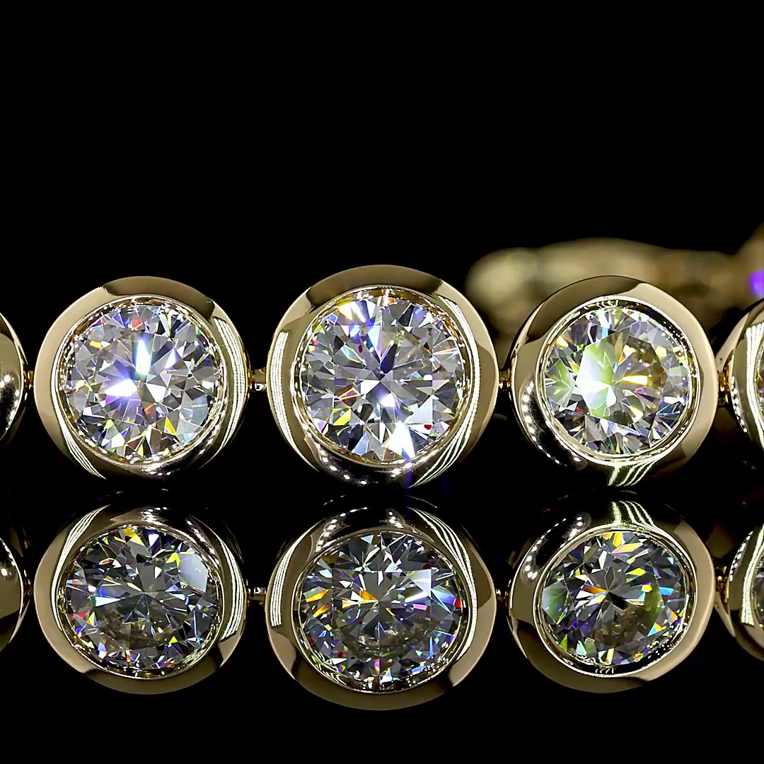 Lab-Grown 5.92 Carat Round E-VS Diamond 14K Yellow Gold Riviera Bracelet
