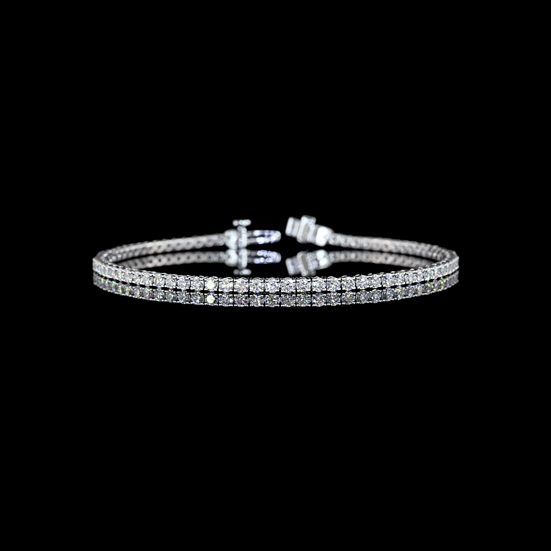 Lab-Grown 3.04 Carat Round E-VS2 Diamond 14K White Gold Tennis Bracelet