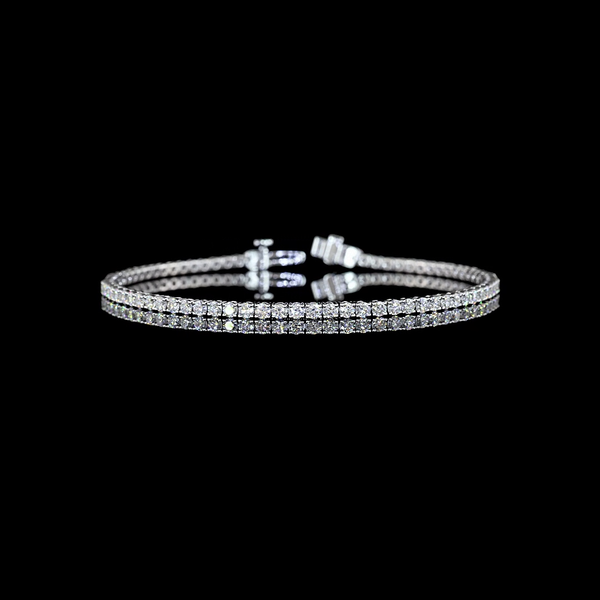 Lab-Grown 3.04 Carat Round E-VS2 Diamond 14K White Gold Tennis Bracelet