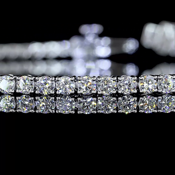 Lab-Grown 3.04 Carat Round E-VS2 Diamond 14K White Gold Tennis Bracelet
