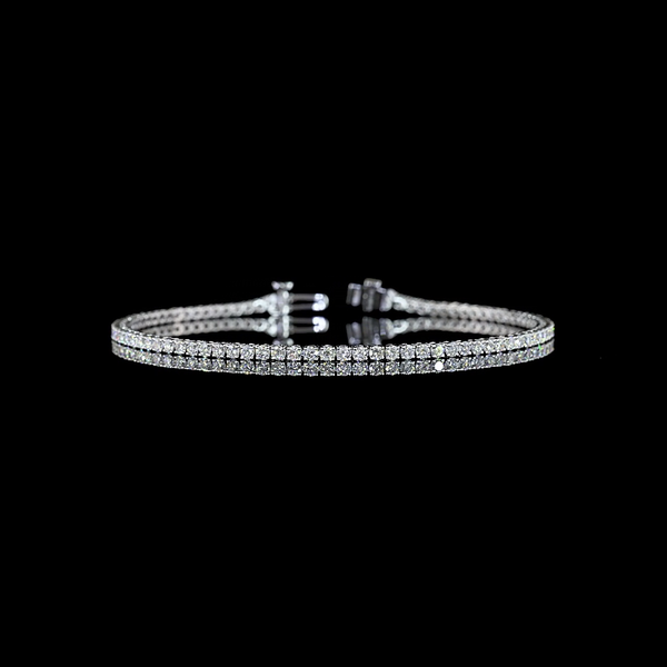 Lab-Grown 3.02 Carat Round E-VS2 Diamond 14K White Gold Tennis Bracelet