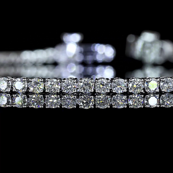 Lab-Grown 3.02 Carat Round E-VS2 Diamond 14K White Gold Tennis Bracelet