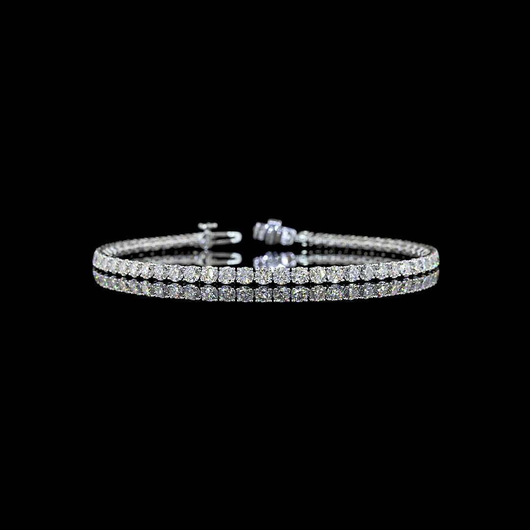 Lab-Grown 5.21 Carat Round F-VS2 Diamond 14K White Gold Tennis Bracelet