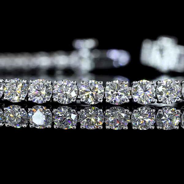 Lab-Grown 5.21 Carat Round F-VS2 Diamond 14K White Gold Tennis Bracelet