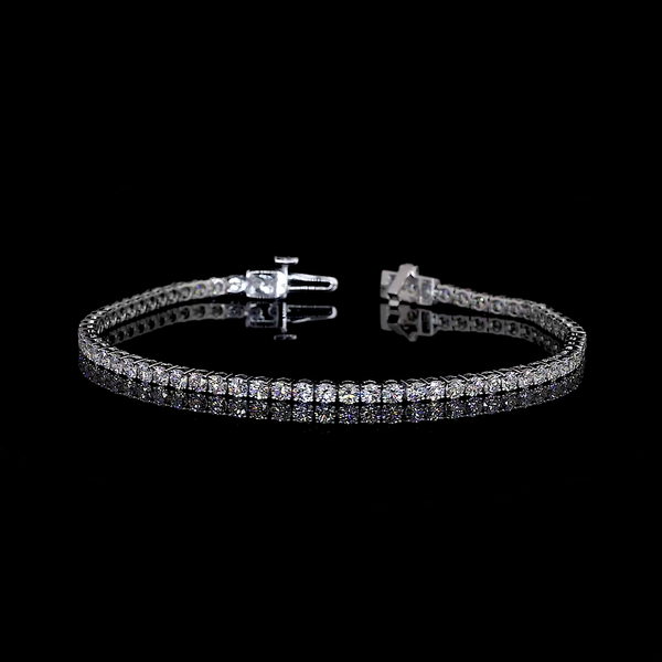 Lab-Grown 3.48 Carat Round E-VS1 Diamond 14K White Gold Tennis Bracelet