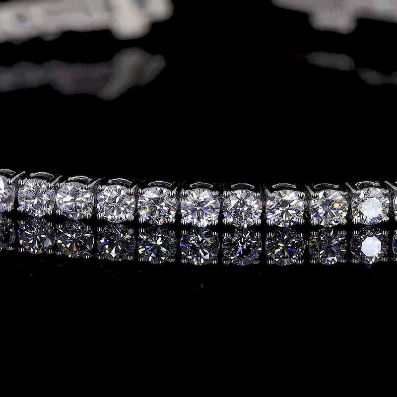 Lab-Grown 3.48 Carat Round E-VS1 Diamond 14K White Gold Tennis Bracelet