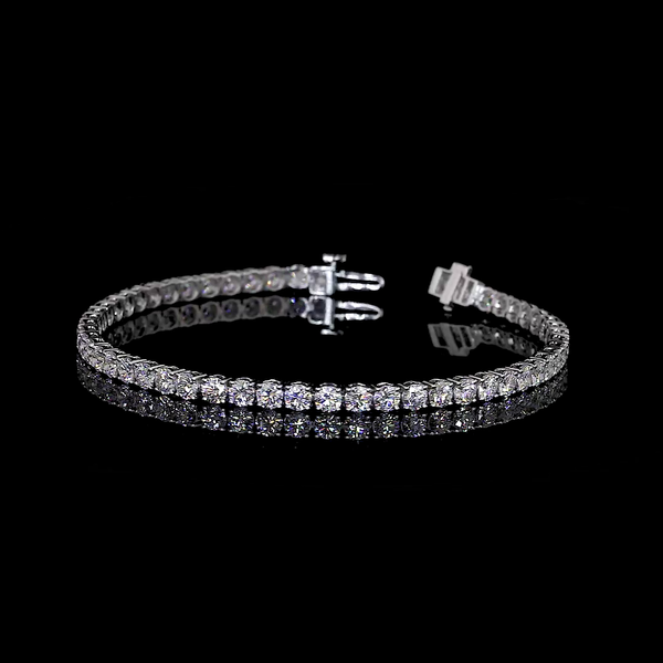 Lab-Grown 6.01 Carat Round E-VS1 Diamond 14K White Gold Tennis Bracelet