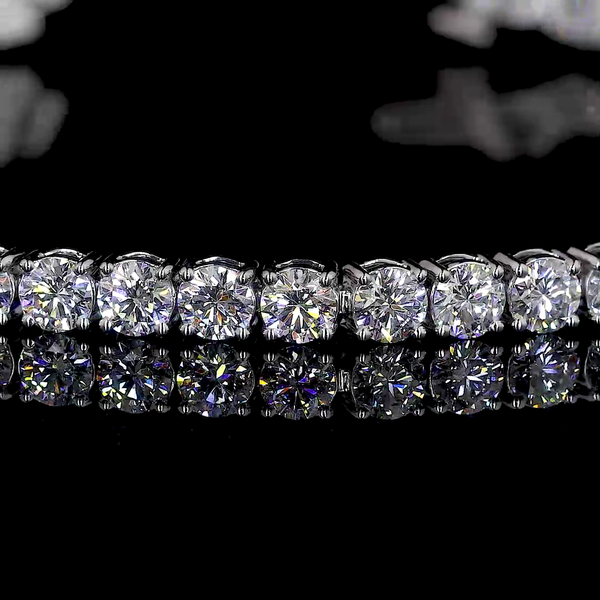 Lab-Grown 6.01 Carat Round E-VS1 Diamond 14K White Gold Tennis Bracelet