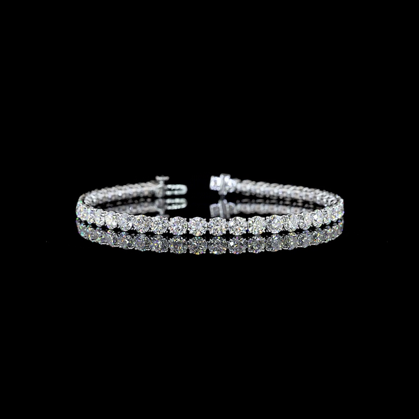 Lab-Grown 10.52 Carat Round E-VS Diamond 14K White Gold Tennis Bracelet
