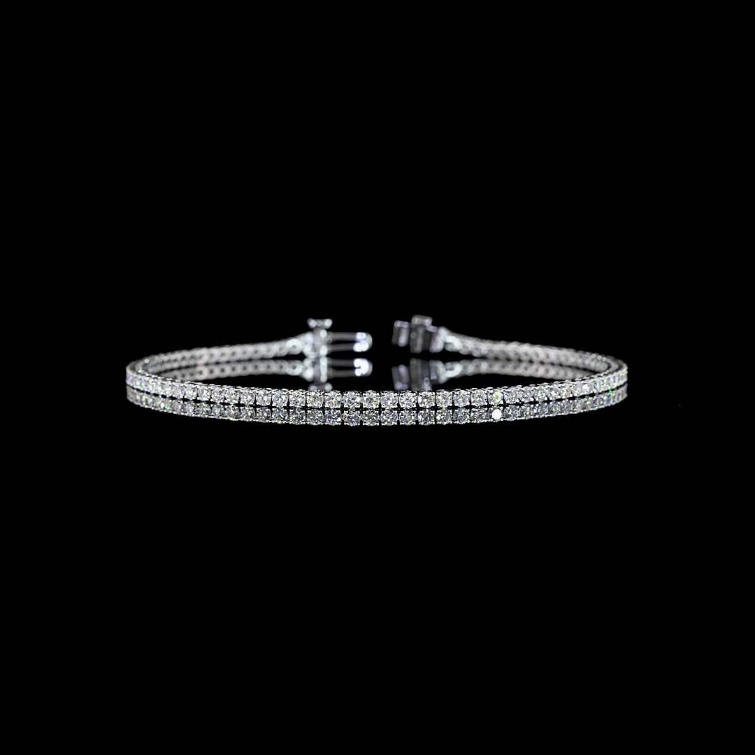 Lab-Grown 2.14 Carat Round E-VS Diamond 14K White Gold Tennis Bracelet