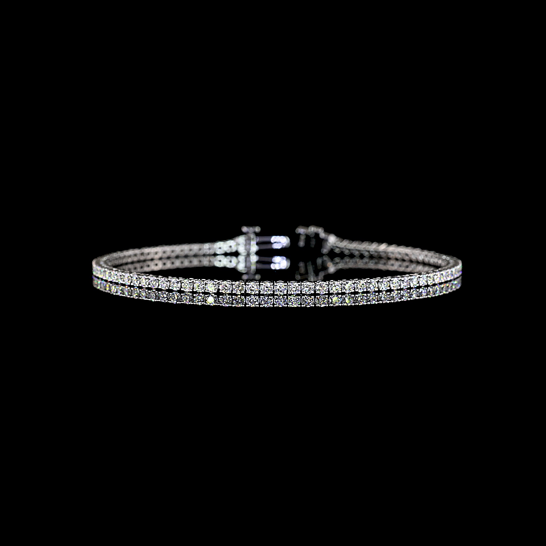 Lab-Grown 2.17 Carat Round E-F-VS+ Diamond Platinum Tennis Bracelet
