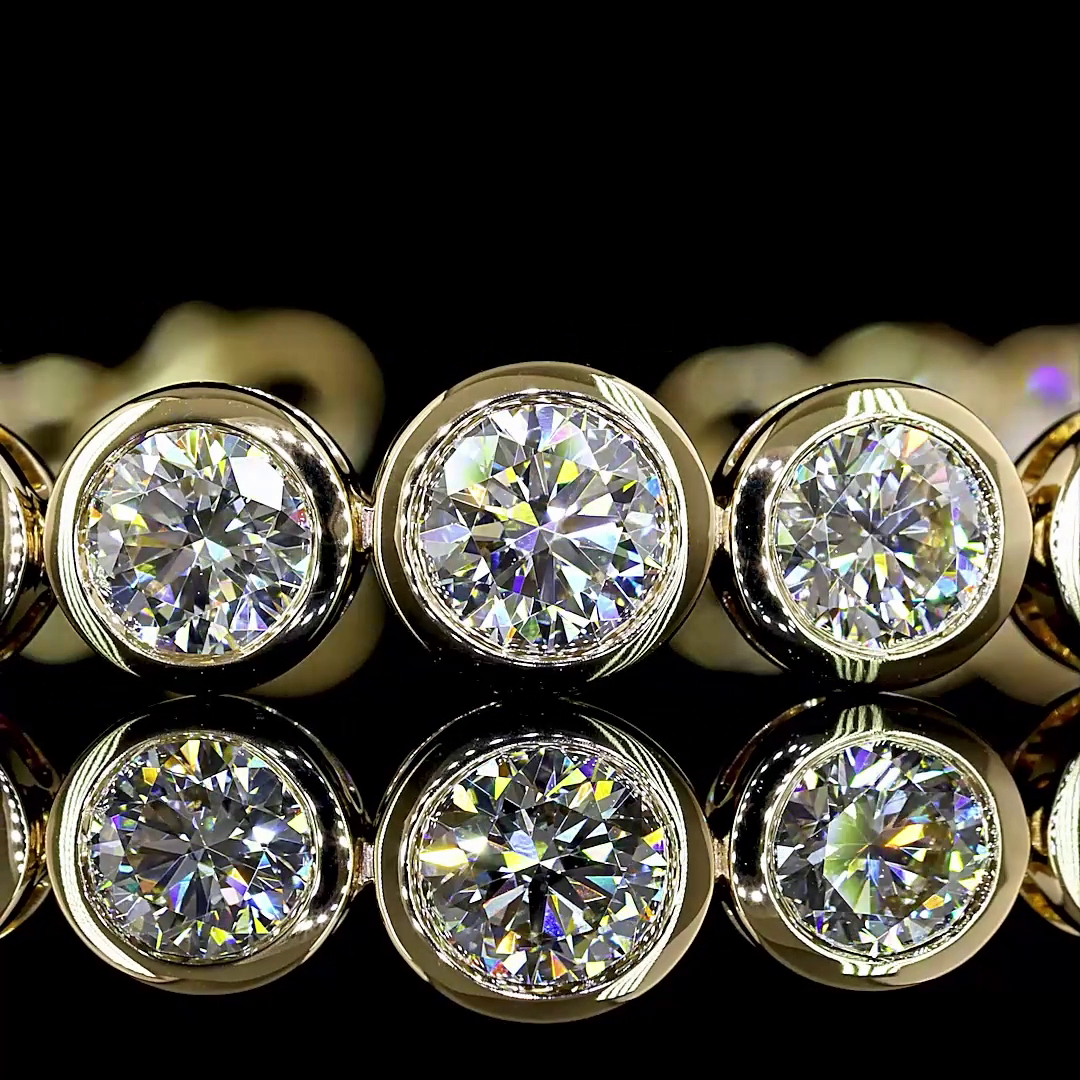Lab-Grown 6.64 Carat Round E-VS Diamond 14K Yellow Gold Riviera Bracelet