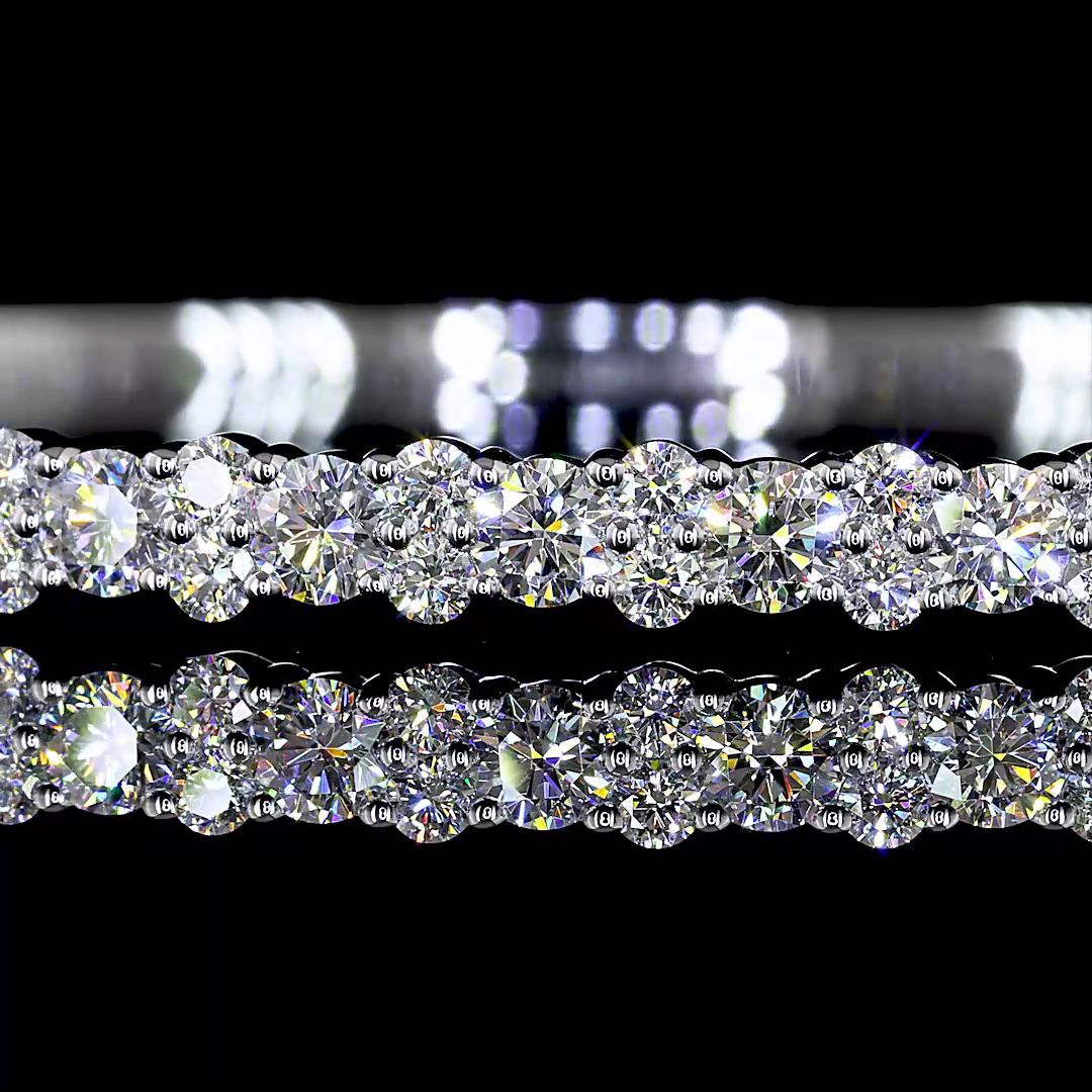 Lab-Grown 2.45 Carat Round E-VS Diamond 14K White Gold Bangles Bracelet
