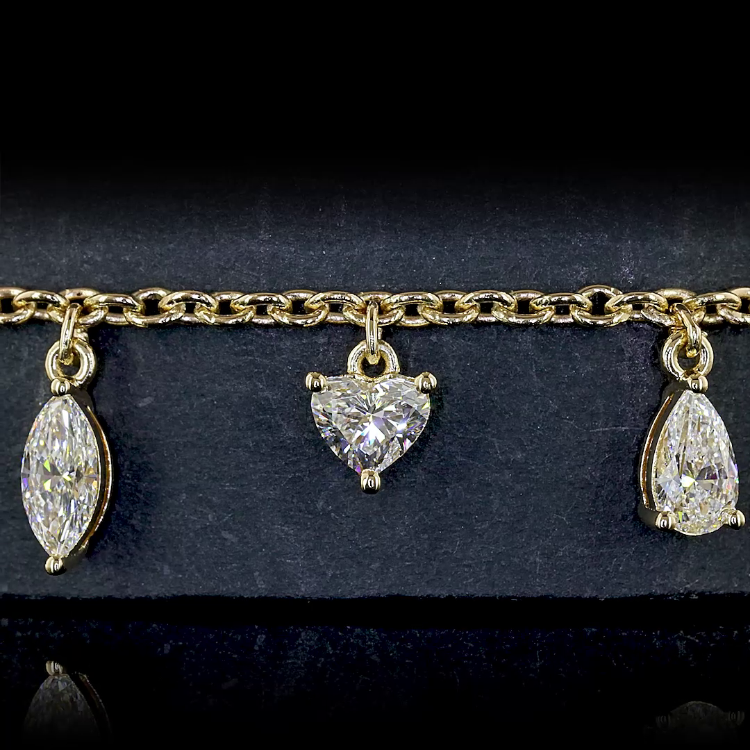 Lab-Grown 2.1 Carat MIX E-VS Diamond 14K Yellow Gold Station Bracelet