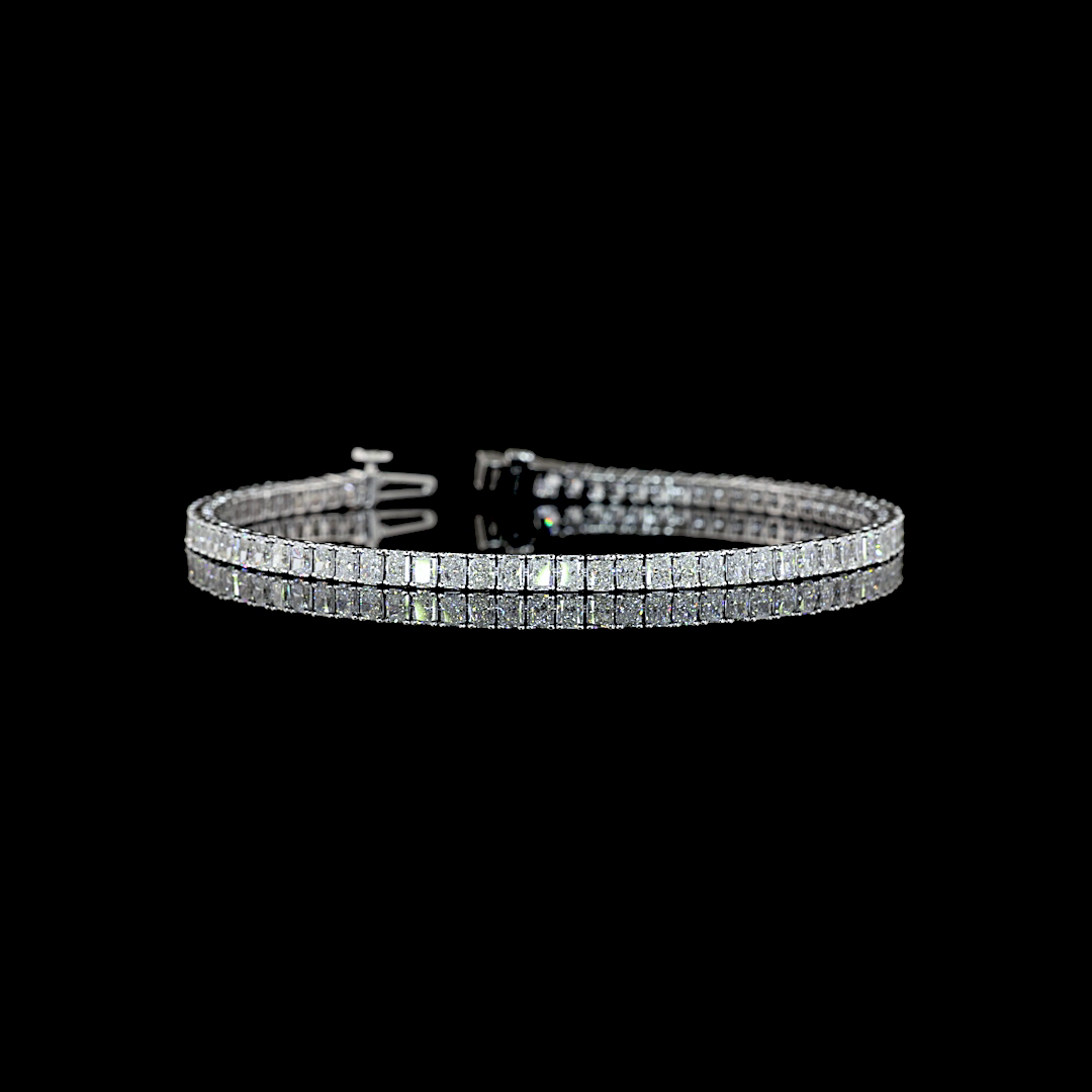 Lab-Grown 5.12 Carat Radiant E-F-VS1 Diamond 14K White Gold Tennis Bracelet