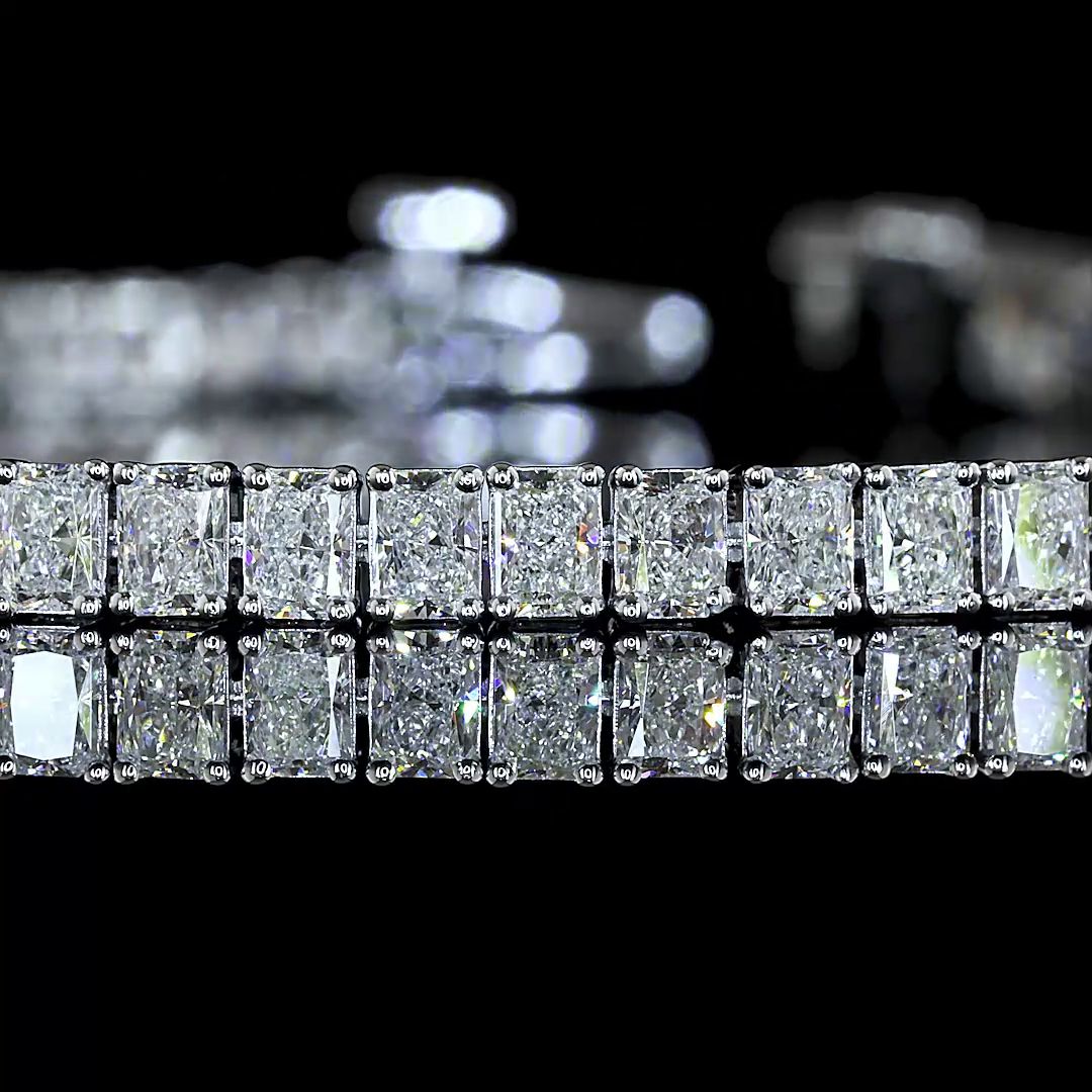 Lab-Grown 5.12 Carat Radiant E-F-VS1 Diamond 14K White Gold Tennis Bracelet