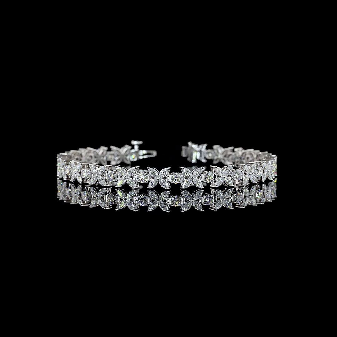 Lab-Grown 5.56 Carat Round F-VS1 Diamond 14K White Gold Tennis Bracelet