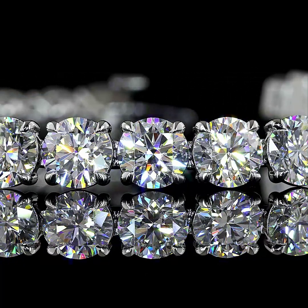 Lab-Grown 17.09 Carat Round E-VS Diamond Platinum Tennis Bracelet