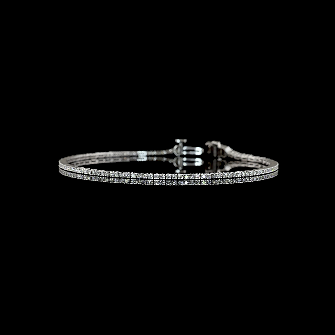 Lab-Grown 0.99 Carat Round E-VS Diamond 14K White Gold Tennis Bracelet