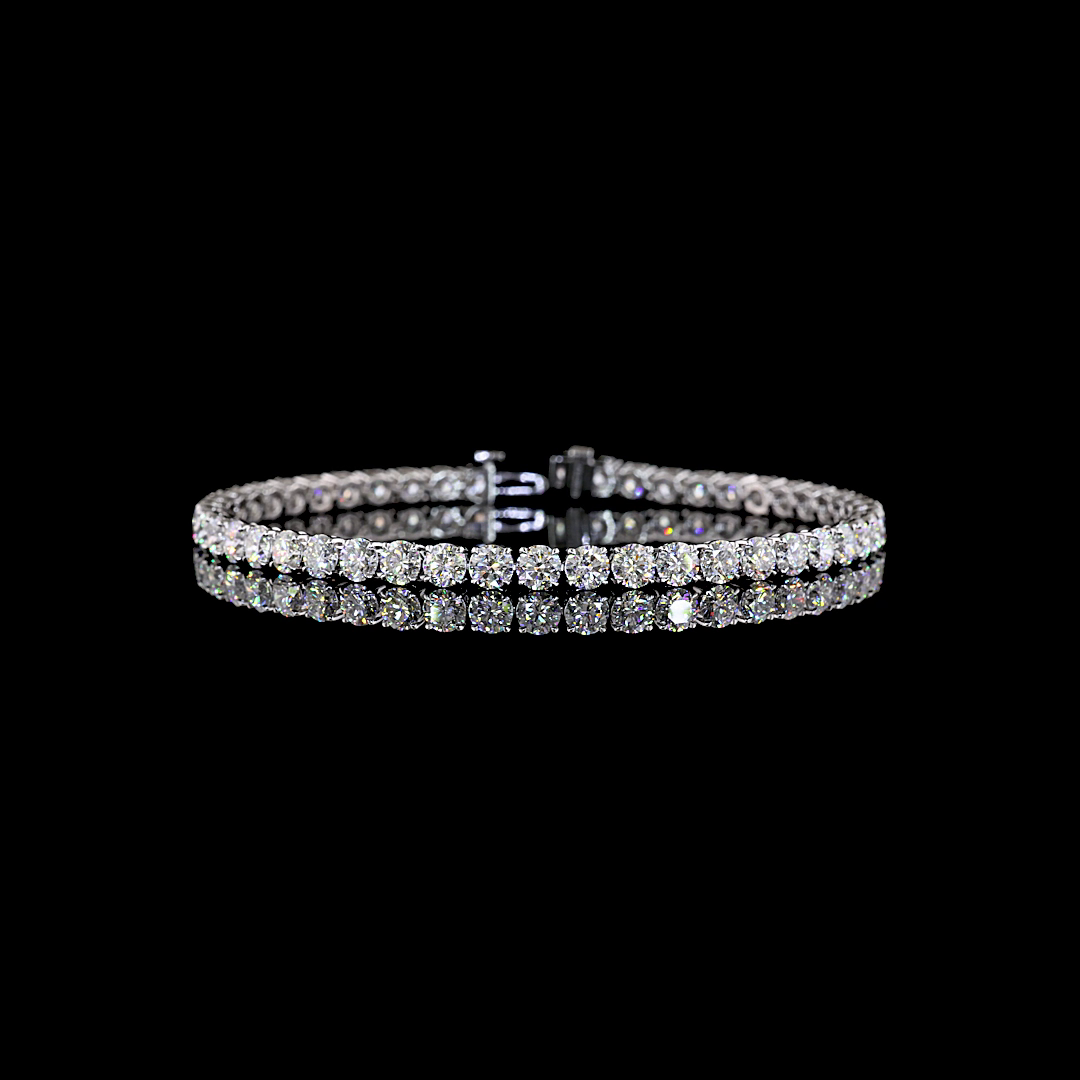 Lab-Grown 15.38 Carat Round F-VS2 Diamond 14K White Gold Tennis Bracelet